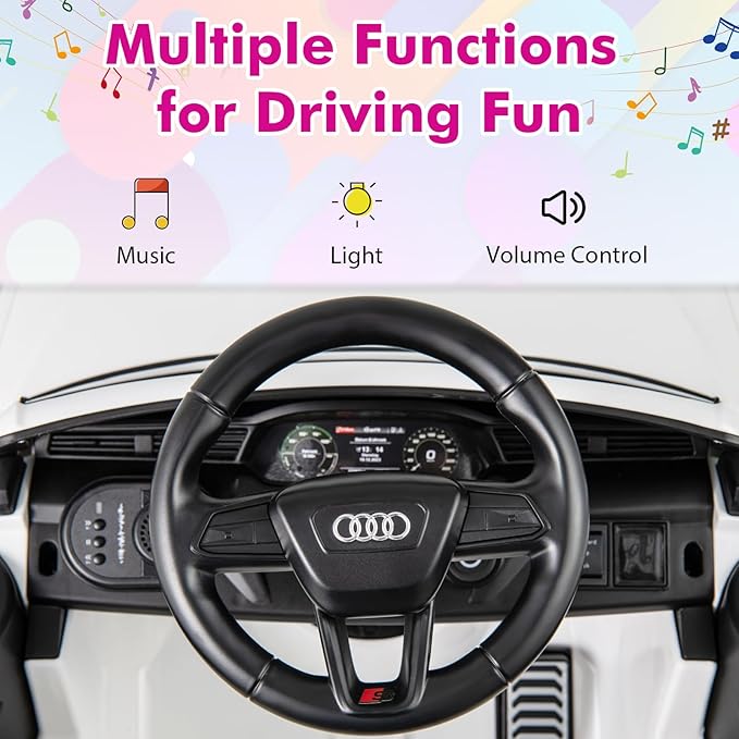 Licensed Audi SQ8 Ride on Car by INFANS, Battery Powered Electric Vehicle for with Remote Control, Adjustable Music, LED Lights, Suspension, Driving Toy Gift for Kids Toddler Age 3+ (White)