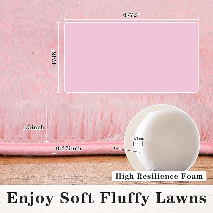 Super Fluffy 9x12 Rugs for Living Room, Modern Shag Pink Area Rugs, Soft and Cozy Plush Large Under Bed Carpet for Kids, Girls Boys and Teens Decorations for Bedroom Dorm Nursery Classroom