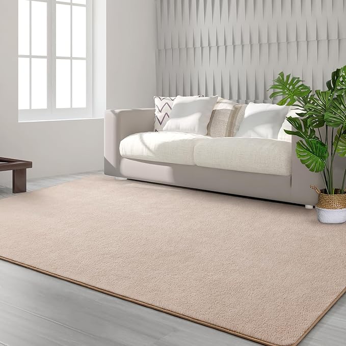 FlyDOIT Area Rugs for Bedroom Living Room, 6x9 Ivory Super Soft Comfy Thickened Memory-Foam Indoor Carpets, Modern Aesthetic Minimalist Carpet for Boys Girls Adults Apartment Nursery Home Décor