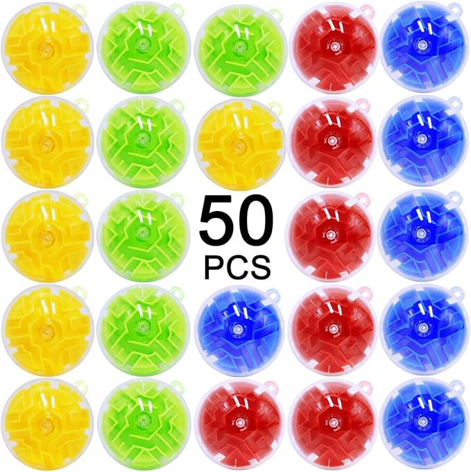 50 Pack 3D Puzzle Ball Brain Games Toy, Mini Puzzle Ball Games for Kids Ages 6 7 8-10 Boys Girls Adults, Brain Teaser Fidget Toys, Magic 3D Maze Ball for Boys Girls Birthday Gifts Classroom Prize