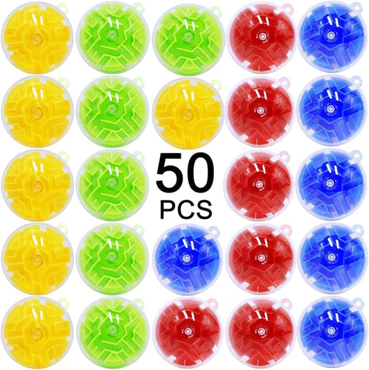 50 Pack 3D Puzzle Ball Brain Games Toy, Mini Puzzle Ball Games for Kids Ages 6 7 8-10 Boys Girls Adults, Brain Teaser Fidget Toys, Magic 3D Maze Ball for Boys Girls Birthday Gifts Classroom Prize
