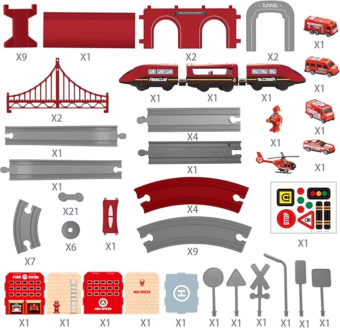 Wdmiya Train Set for Toddlers, 92 Pcs Train Toys for Kids Ages 2-8, Electric Trains Sets with Tracks (Magnetic Connection), Battery Operated Trains Birthday Gift for 2 3 4 5 6 7 Years Old