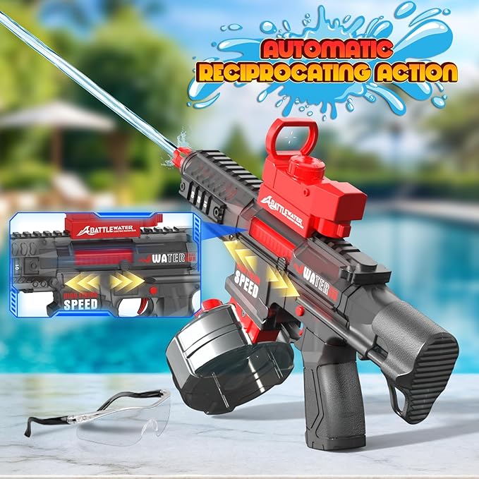 2 Pack Electric Water Guns for Adults Kids, Automatic Water Gun Toys for Kids Ages 4-8 8-12, Large Capacity High Power, 32ft Ultra-Long Range, Summer Pool Outdoor Beach Water Toys for Boys Girls