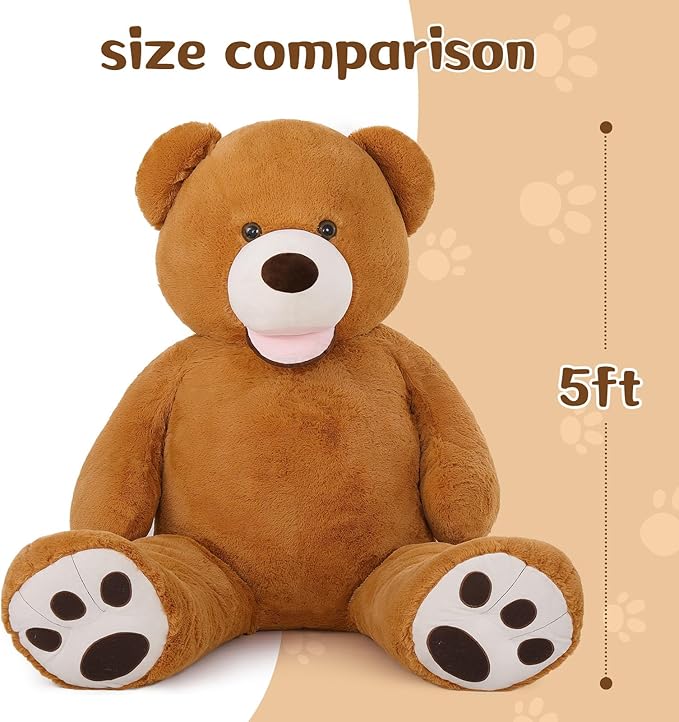 MorisMos Giant Teddy Bear Plush 5 Feet, Large Teddy Bears Stuffed Animals for Girlfriend Boyfriend, 5 Foot Life Size Bear Gifts for Baby Shower, Birthday