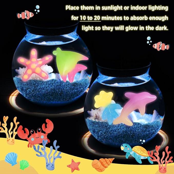Magic Water Elf Toy Kit - Glow in The Dark Aqua Gel 6 Colors with 6 Molds - Magic Squishy Maker Water Fairies - Christmas Gift Birthday Party Favors DIY STEM Toy for 3-8 Years Old Kids