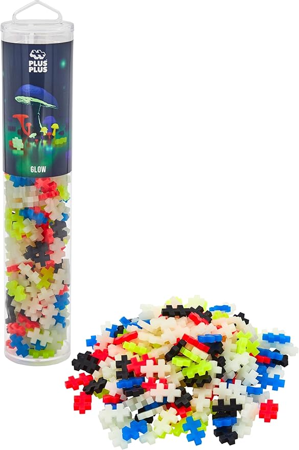 Plus-Plus - Glow Colour Mix - 240 Pieces - Creative Play, Building Blocks, Building, Developing Toys for Kids, STEM, STEAM, Produced in Denmark