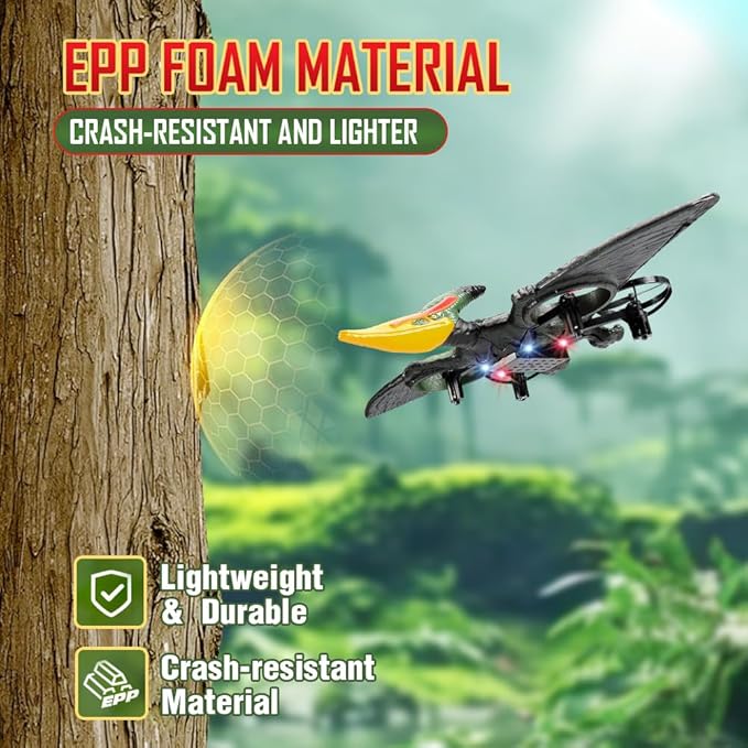 jaming Pterodactyl Dinosaur Toys Drone for Kids and Adults Easy to Fly Dragon Remote Controlled Aircraft for Beginners Hobby RC Plane Toys Birthday Gifts for Boys Remote Control Gecko