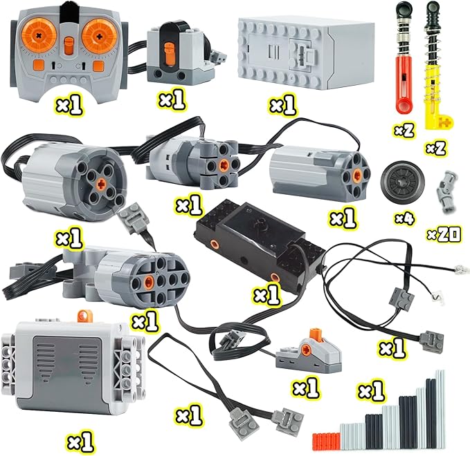 70PCS Power-Function-Motor-Kit Compatible with Technic-Parts,Battery-Remote-Control Receiver Building Block Sets Cars-Train-Accessories Speed Motors Parts