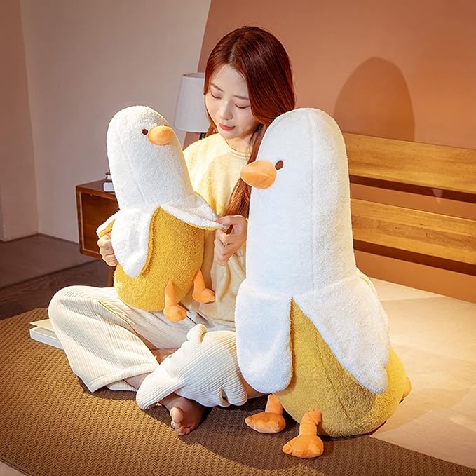 Banana Duck Plush Toy, Banana Duck Stuffed Animals Doll Cute Plushie Hugging Plush Pillow Gift for Girls and Boys (White, 27.55 inch)