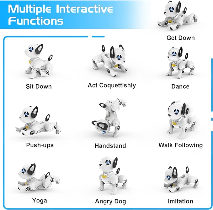 Remote Control Robot Dog Toy, RC Dog Programmable Smart Interactive Robotic Pets, RC Stunt Robot Toys Deg Imitates Animals Music Dancing Handstand Push-up Follow Functions for Boys Girls Toy