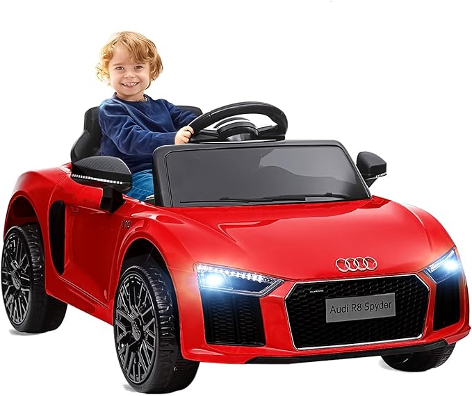 Licensed Audi 12V Kids Ride-On Car | Electric Car with Remote Control for Boys and Girls | 4-Wheel Design, LED Headlights, Music, and Horns