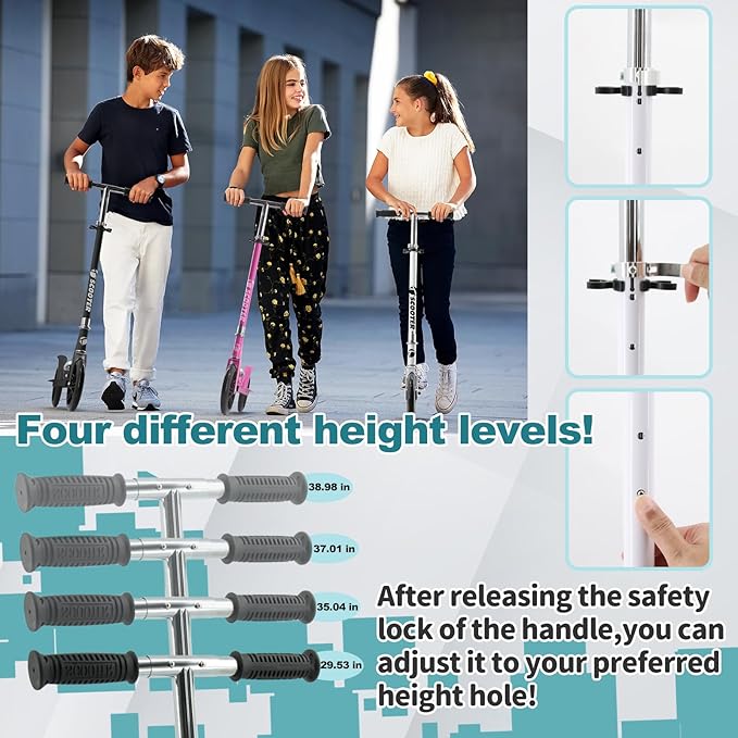 TEMBOOM Scooter Kids Scooters for Kids 6+&Adult,for Kids, Adjustable Handlebar, Foldable Scooter for Kids, Teen