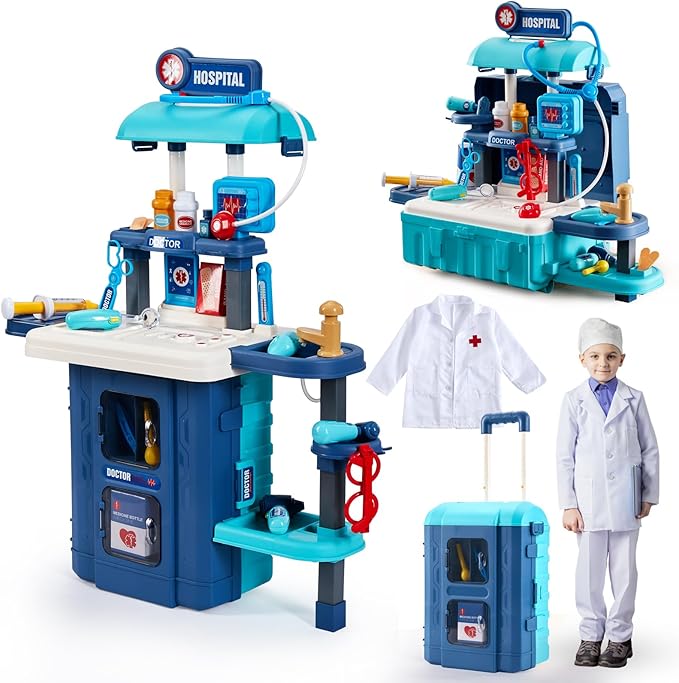 Kids Toy Doctor Kit, Toddler Medical Set with Stethoscope and Medical Tools Toys for 3 4 5 6 Years Old Boys Girls, Doctor Pretend Play Toy Gifts for Christmas Birthday Party New Year
