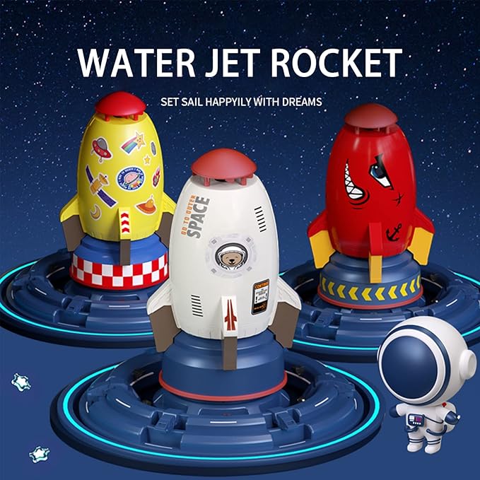 Rocket Sprinklers Kids Toys Outdoor Water Play for Kids 3 Years and Up (Yellow)
