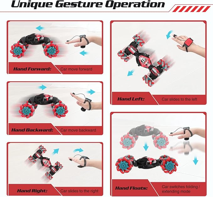 RC Stunt Car for Kids With Remote Control and Music - Double Sided 360 Degree Spins and Flips, Gesture Sensing - for 8-15 Years Boys and Girls, Birthday Gift