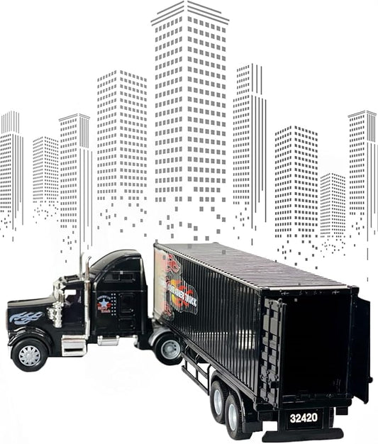 Big-Daddy Heavy Duty Tractor Trailer Cargo Transporter with Remote-Controlled Cargo Hold