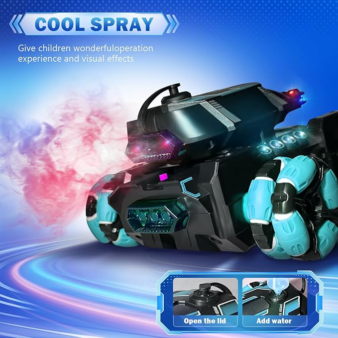 Gesture Sensing Remote Control Car Toys - Drift Hand Controlled RC Stunt Car for Kids, Birthday Gifts for Boys, with Spray Lights Music Double Sided Flip 360° Rotate Off-Road Cars