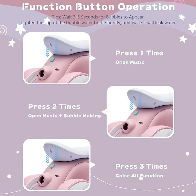 6V Electric Baby Balance Bike with Bubble Machine,4 in 1 Toddler Balance Bike w/Remote Control for 1 Year Old Boys Girls Kids Bubble Bike Ride on Toys w/Powered Motor,Music,LED Lights (Pink)