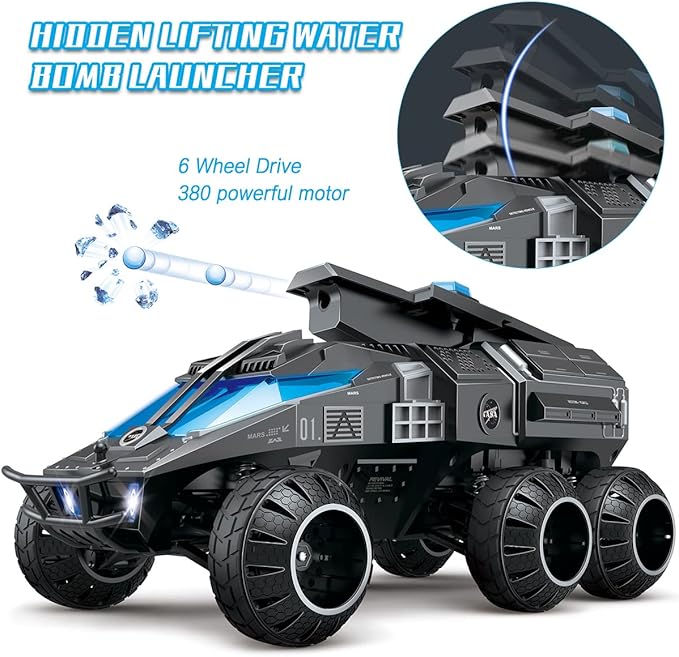 Mostop Remote Control Car, 1200pcs Water Shots RC Crawler 6WD Hobby RC Cars for Kids Boys, 1/12 Scale Off-Road Rock Crawler RC Car Space Vehicle Toy Gift with Speed & Steering Control Car