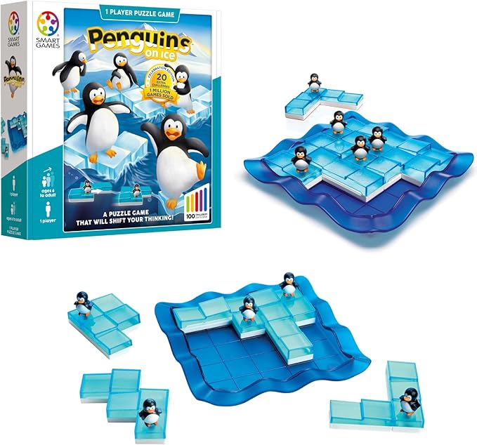 SmartGames Penguins on Ice - A Sliding Cognitive Skill-Building Puzzle Game for Ages 6 - Adult