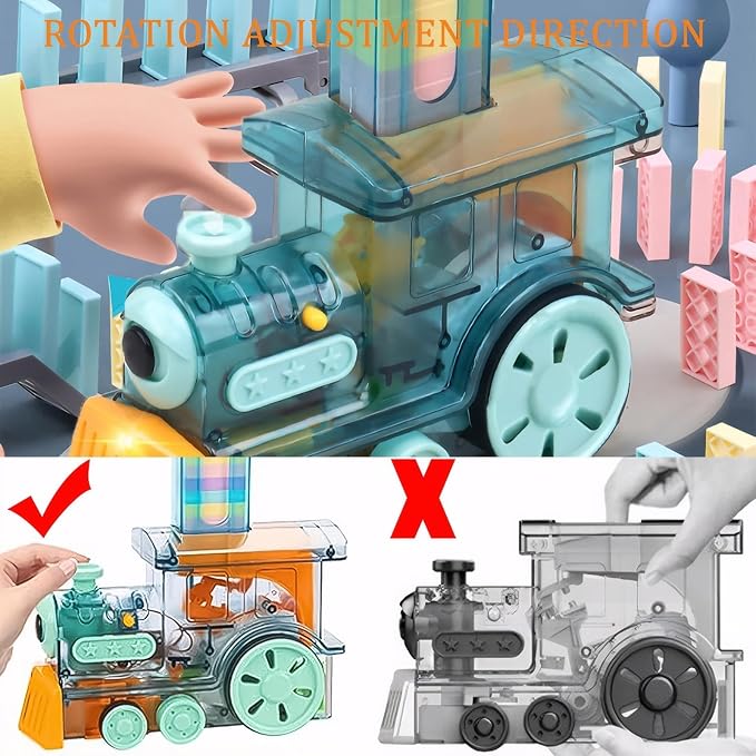 Domino Spray Train Toy Kids Games Upgrade 80Pcs with Arch Bridges Automatic Dominoes Building Set Rally STEM Montessori Stacking Toys for 3+ Year Old Toys Gifts for Birthday Christmas Halloween