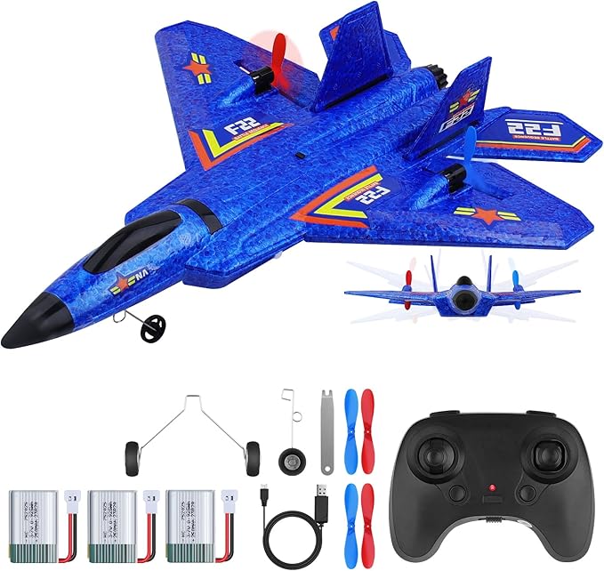 F22 RC Plane, Remote Control Airplane, 2.4Ghz Ultra Long Endurance Raptor RC Fighter Jet Toy Airplanes for Kids Beginners Boys Girls