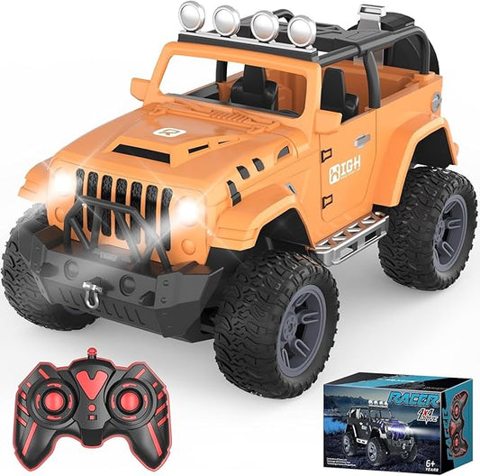 Remote Control Car for Kids - 2.4GHz Fast RC Car with LED Lights, 1:18 Scale Offroad Buggy, 20 KM/H Speed, 35-Min Playtime, Rechargeable Battery, Gift for Boys & Girls Ages 6-12