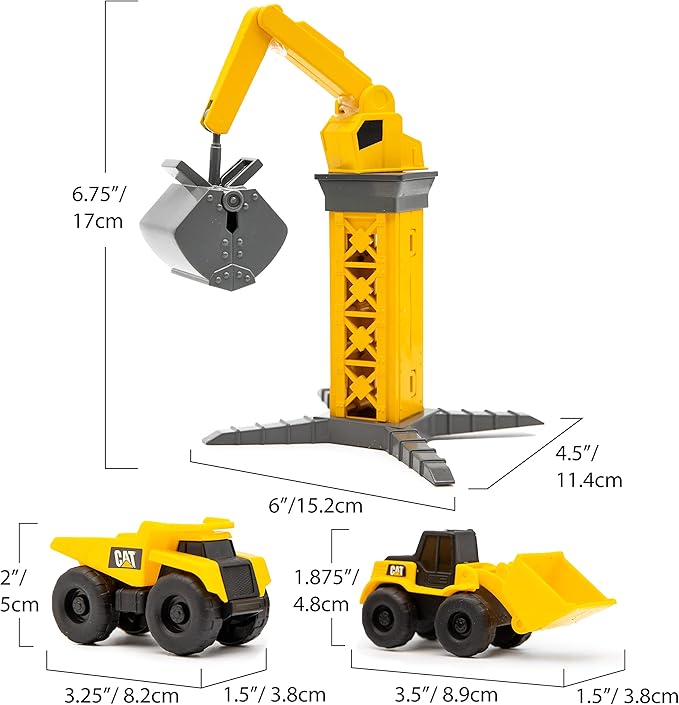 CAT Construction Toys Little Machines Ground Crew Playset with Insta-Dirt - Sensory Toys for Kids Ages 3 and Up - 15X Fast-Growing Dirt Compound & 2 Vehicles - Ideal Gift for Boys & Girls