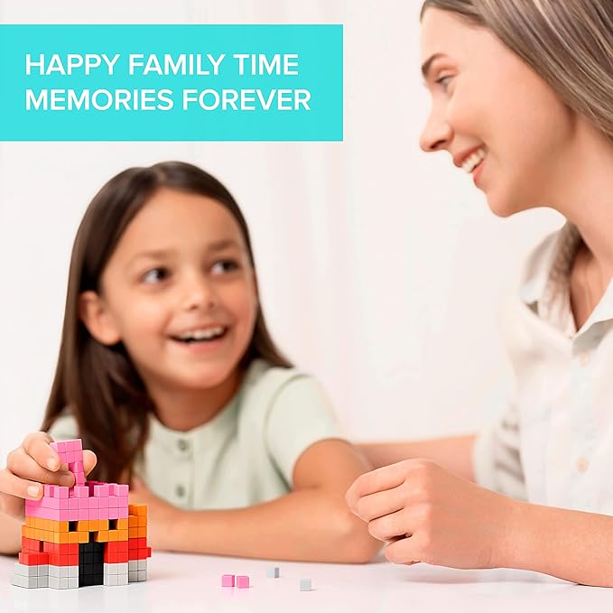 PIXIO Sweet - Tiny Magnetic Blocks Building Toy in The Pixel Art Style with Free App - 5/16" Plastic Cubes with 6 Magnets Inside - Open Ended Toy - Creativity Toy for Ages 6+ - 60pcs