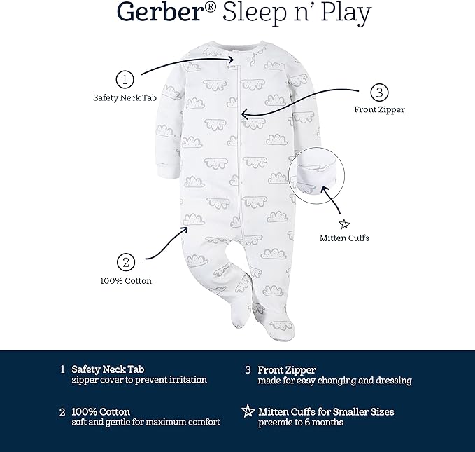 Gerber Baby Boys 4 Pack Sleep 'N Play Footie