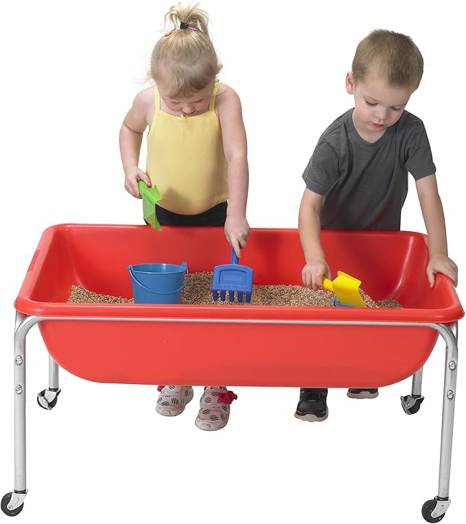 Children's Factory, 1133-18, Large Sensory Table, 18”H, Red, Kids Preschool or Playroom Sand and Water Table, Indoor and Outdoor Playground Equipment