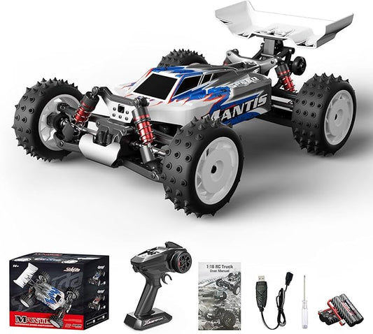 1/16 Fast Remote Control Monster Truck, High Speed RC Car with 48 mph Offroad Buggy, 2 Sets of Rechargeable Batteries (Blue)