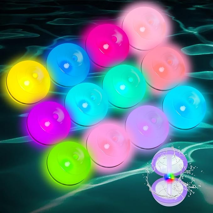 Light Up Refillable Reusable Water Balloons for Toddler Boys and Girls Ages 3+, 12 Pcs Led Quick Fill Sealing Magnetic Bomb Balls Toys Outside Activities, Summer Beach Pool Water Ball