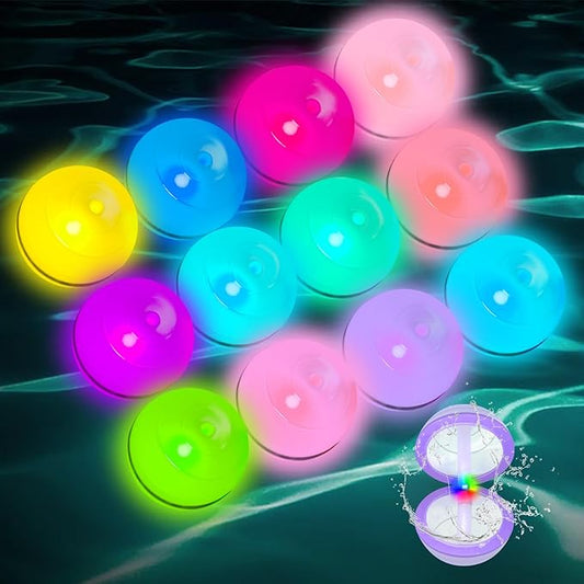 Light Up Refillable Reusable Water Balloons for Toddler Boys and Girls Ages 3+, 12 Pcs Led Quick Fill Sealing Magnetic Bomb Balls Toys Outside Activities, Summer Beach Pool Water Ball
