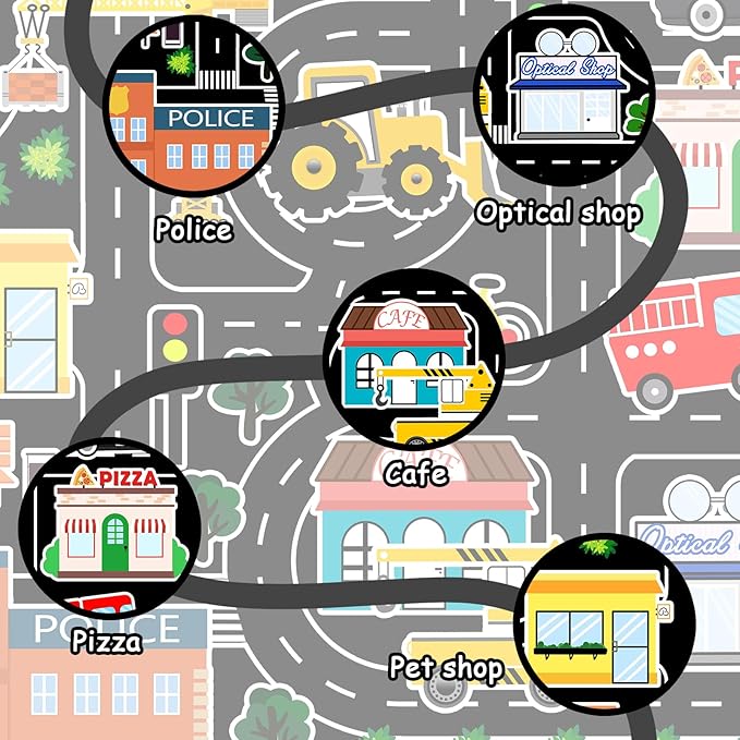 Kids Rug Play Mat - Large Car Rug for Kids Play Educational City Traffic Carpet Road Map Car Mat for Kid Toy Carpet for Bedroom Playroom Classroom Decor 4.5x6 Feet