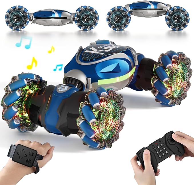 RC Stunt Cars Remote Control Car Double-Sided Driving 360° Flips Rotating Car Toy All Terrain Off-Road car,4WD Gesture Sensing Rc Cars for Teen Boys for Kids for Boys Girls Age 6-12