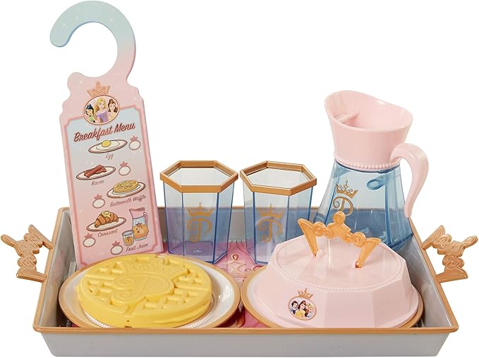 Disney Princess Style Collection Room Service Pretend Play Toy Set - with Serving Tray, Plate Cover, Pitcher & More for A Great Pretend Travel Experience - Girls Ages 3+