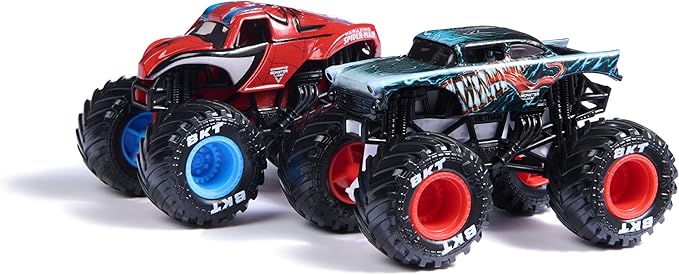 Monster Jam, Marvel Official Venom Vs. The Amazing Spider-Man Die-Cast Monster Trucks, 1:64 Scale, Kids Toys for Boys and Girls Ages 3 and up