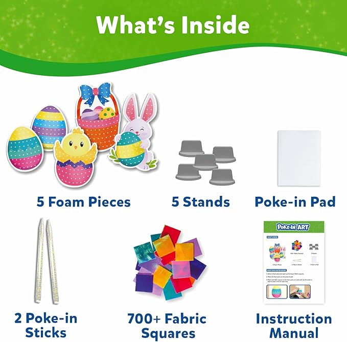 Skillmatics Poke-in Art - Easter Fun, Mess-Free for Kids, DIY Wood Craft Kits, Creative Activity, Easter Basket Stuffers, Gifts for Girls and Boys Ages 4, 5, 6, 7, 8, 9