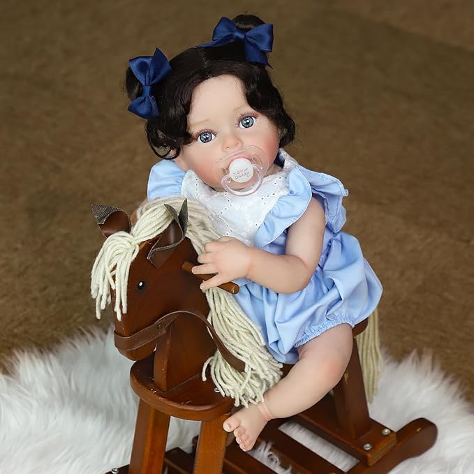 SCOM Reborn Baby Dolls Girl, 18Inch Newborn Baby Doll with Soft Weighted Cloth Body, Lifelike Reborn Toddler With Realistic Veins, Advanced Painted Baby Doll Accessories Gift Set for Kids Girls Age 3+
