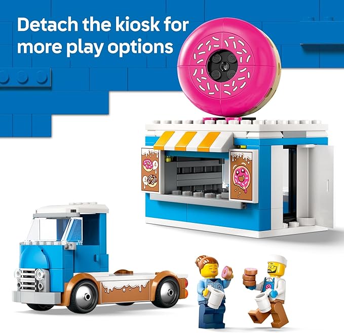 LEGO City Donut Truck Toy - Building Toy for Kids, Boys and Girls, Ages 5+ - Birthday Gift for Kids Mobile Donut Stand with 2 Minifigures and Other Accessories - 60452