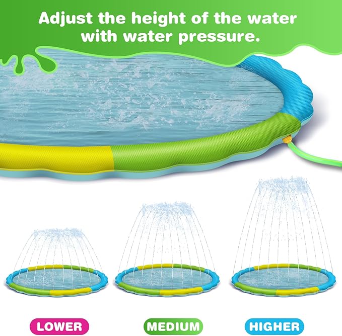 Splash Pad for Kids and Dogs, 107" Extra Large Splash Pad for Kids, Non Slip Thicken Sprinkler Dog Pool Summer Outdoor Water Toys for Backyard