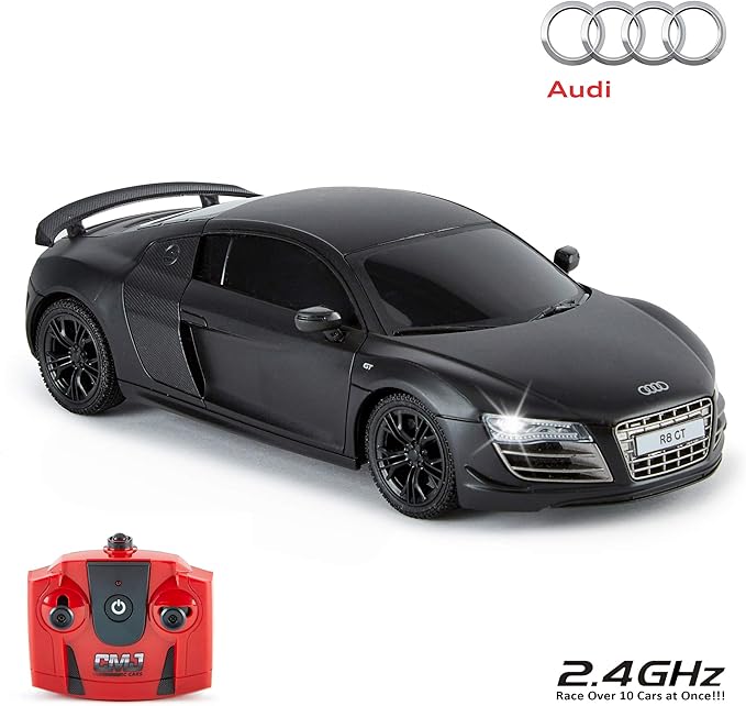 CMJ RC Cars Audi R8 GT RC Remote Control Car Limited Edition Black 2.4Ghz 1:24. Licensed RC Car Series for Girls and Boys Age 8 9 10 11 12 Years Holiday Ideal Gift (Black)