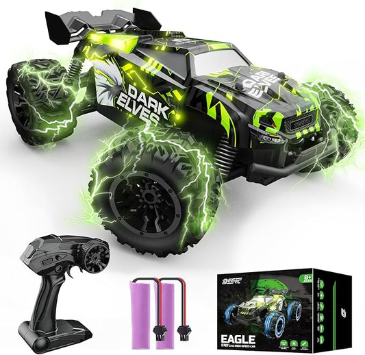 DEERC RC Cars Remote Control Car for Boys Age 8-12, Glowing Eagle RC Truck W/ 2 Rechargeable Batteries for 40 Min Play, 2.4Ghz All Terrain Off-Road Monster Truck Toys for Kids Birthday Xmas Gift