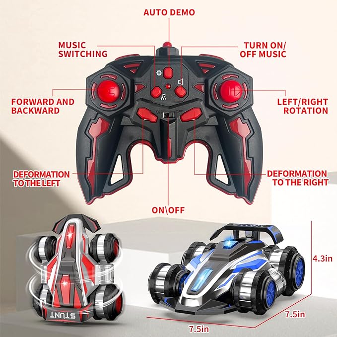 Remote Controlled Drift Stunt Car, Light and Music RC Cars, 360 ° Rotation Suspended Car, 2.4G,4WD Remote Control Cars, Birthday Gift for Boys and Girls Aged 5-13