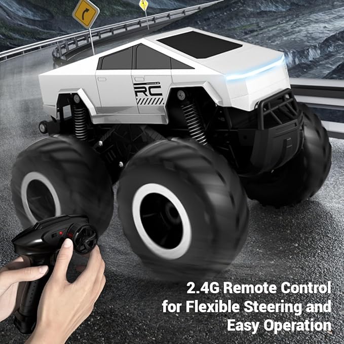 Monster Truck Toy 1:16 Scale Toy RC Remote Control Car Off-Road Pick-up Truck, 4WD Waterproof Monster Truck Toys, 2.4GHz Cybertruck Toy RC Car for All Terrain, for Boys/Girls Age 6 7 8 9 10-12+