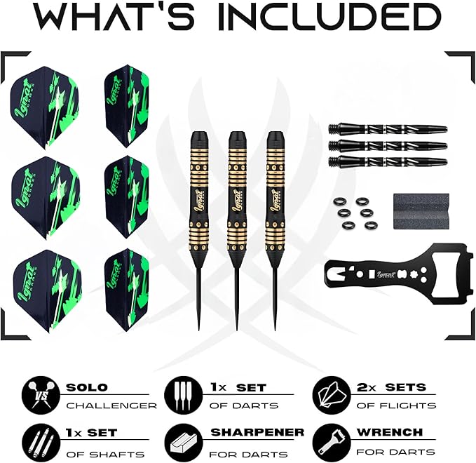 IgnatGames Steel Tip Darts Set - 3/6/12 Pack Brass Darts Metal Tip Set with Exquisite Case - Aluminum Shafts, 2 Sets of Flights, Dart Tool & Sharpener