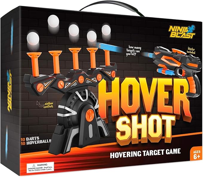 Hover Shot Shooting Toy for Kids - Ball Target Game for Nerf Guns - Cool Birthday Gifts Toys for Boys Age 6+ Year Old Boy Best Teenage Gift Idea - Gun, Targets & Darts - Powered by Plug or Batteries