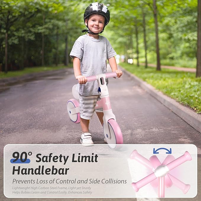 Balance Bike for 2 Year Old, Adjustable Seat & Handlebar, Age18 Months to 5 Years Old, No-Pedal Training Bike Toddler Push Bicycle First Gifts-Pink