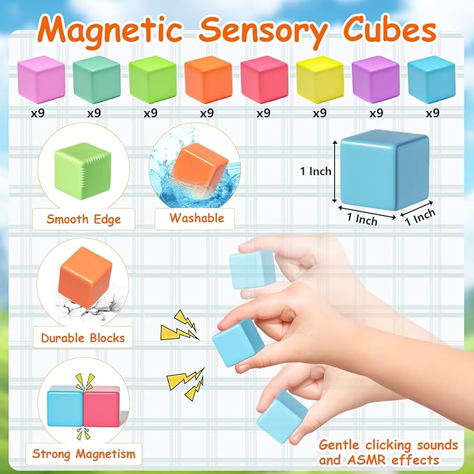 Magnetic Blocks, Magnet Building Cubes for Toddlers Ages 3-5, STEM Educational Sensory Autism Montessori Preschool Toys, Gifts for Kids Ages 4-8 Year Old Boys and Girls